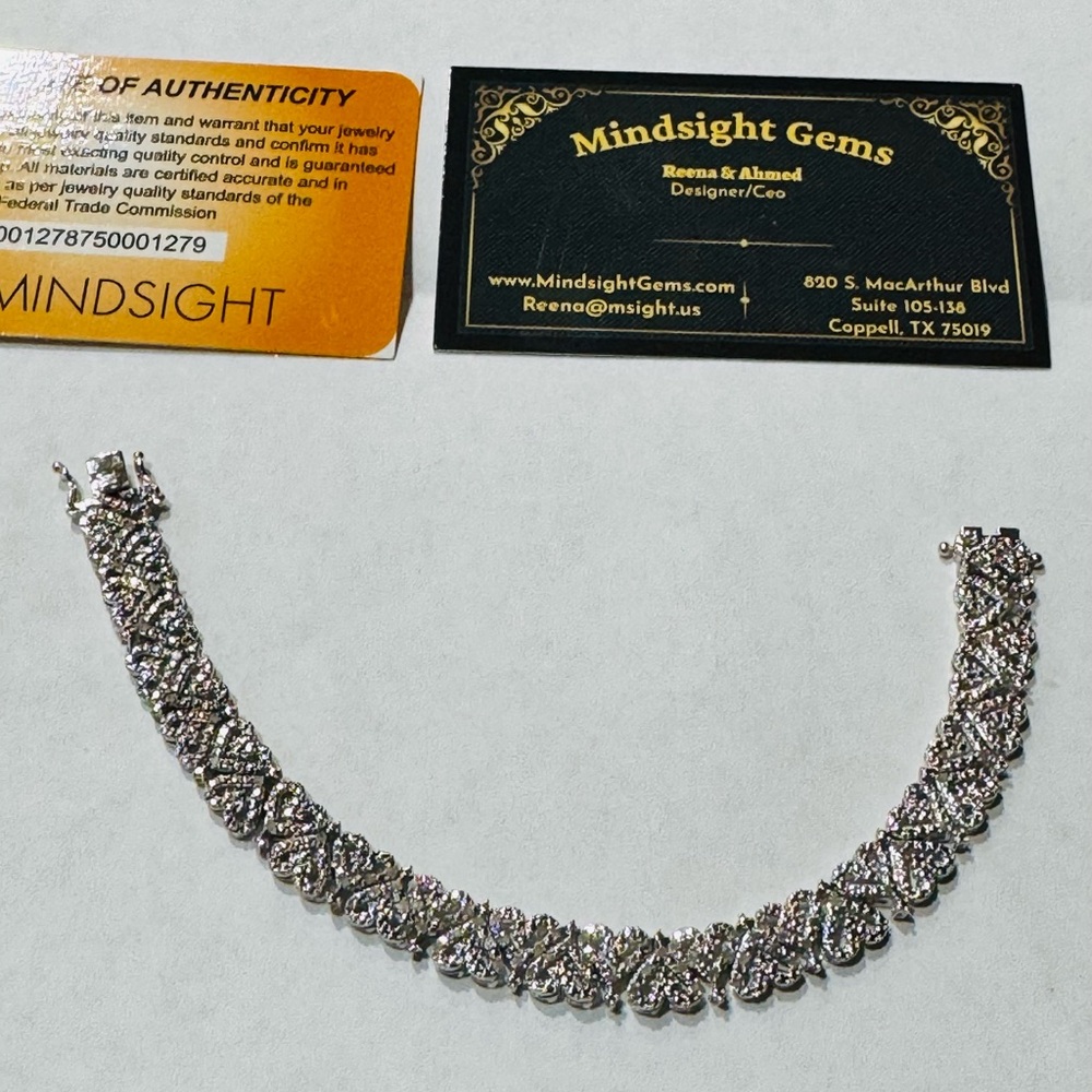 Real Diamond Heart Bracelet, Gift for her, Certificate of authenticity included - Picture 6 of 9
